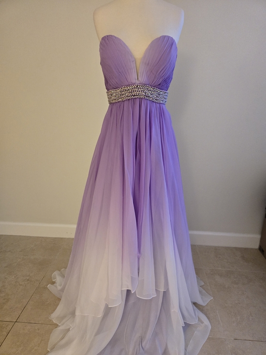 La Femme Dresses & Skirts - La Femme Lavender to White Ombre Wisteri Strapless Evening Gown Beaded Waist
